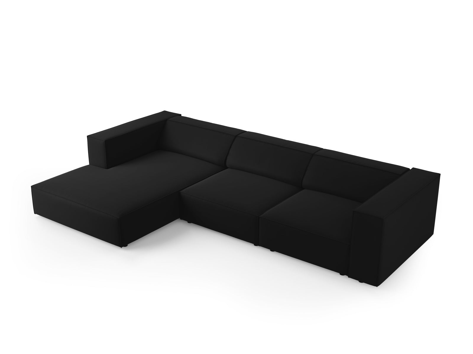 Arendal Velour Ecksofa links 4 Sitzer in Black präsentiert im Onlineshop von KAQTU Design AG. Ecksofa links ist von Cosmopolitan Design