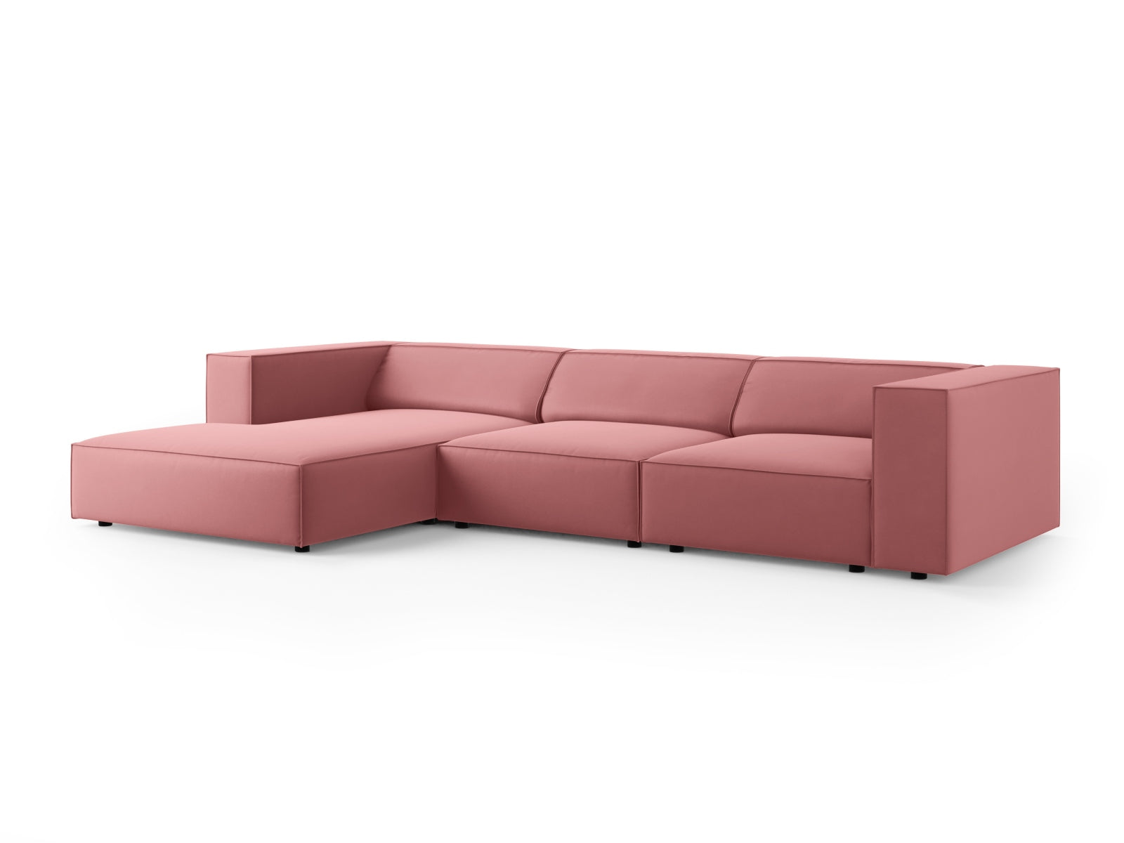 Arendal Velour Ecksofa links 4 Sitzer in Flamingo präsentiert im Onlineshop von KAQTU Design AG. Ecksofa links ist von Cosmopolitan Design
