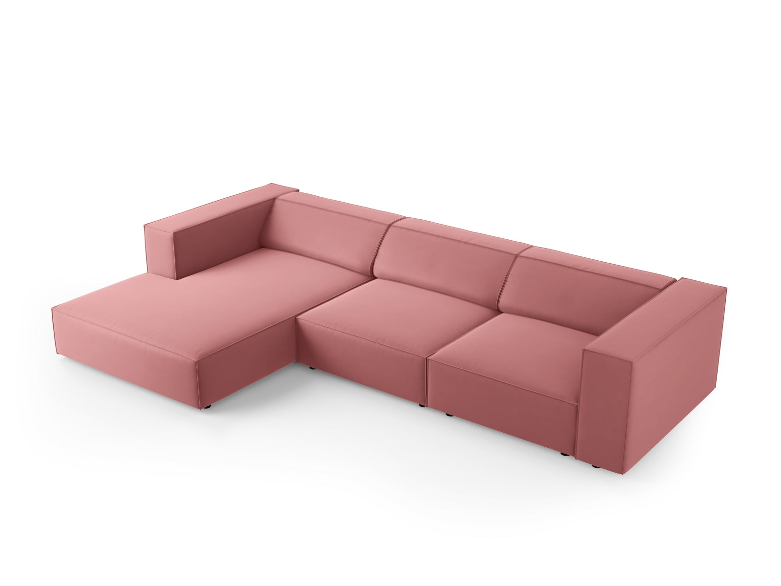 Arendal Velour Ecksofa links 4 Sitzer in Flamingo präsentiert im Onlineshop von KAQTU Design AG. Ecksofa links ist von Cosmopolitan Design