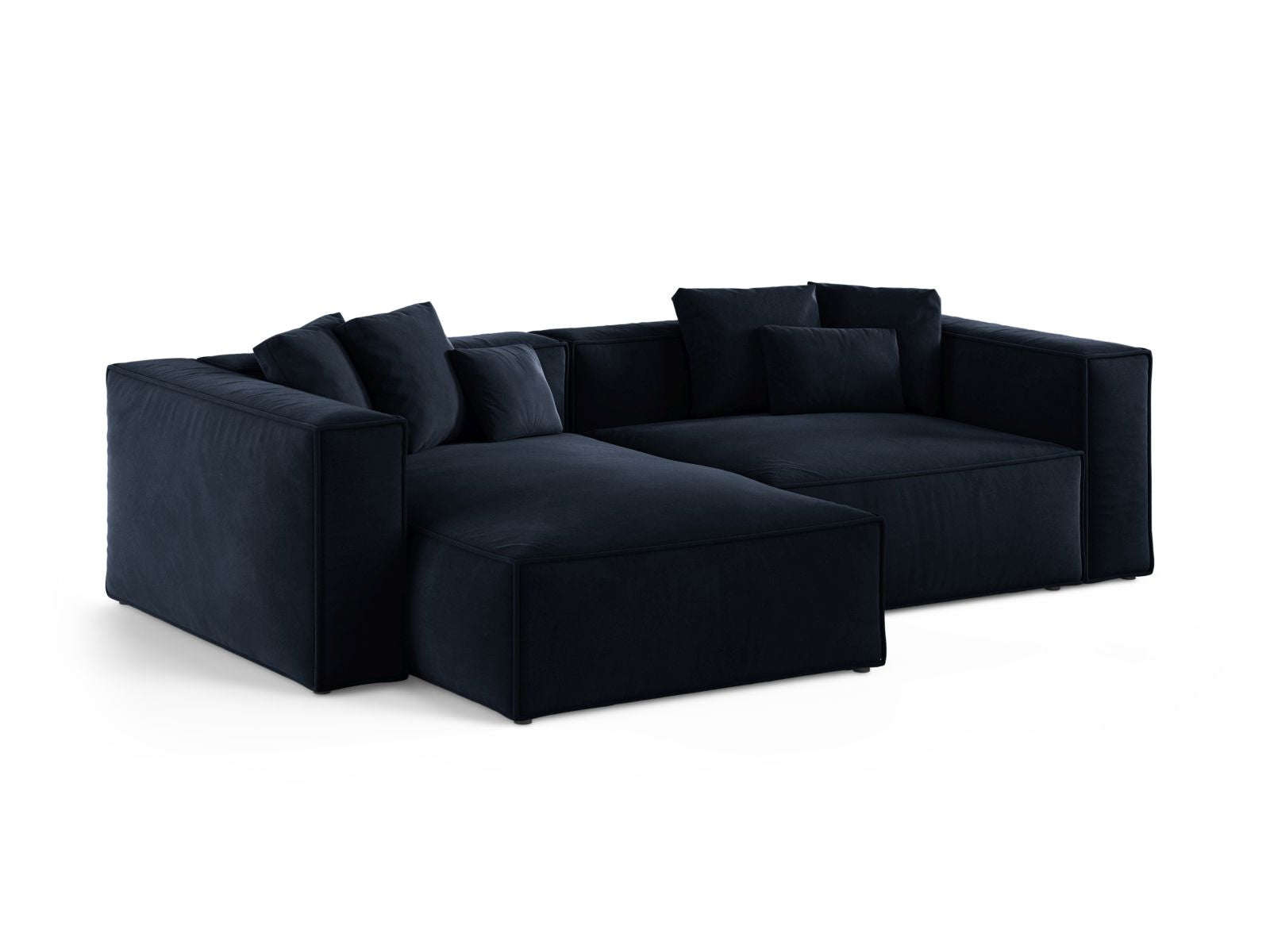 Elegantes 3-Sitzer Ecksofa links Aveiro in Royal Blue-Casino, stilvoll und modern, ideal für Ihr Wohnzimmer von Cosmopolitan Design.