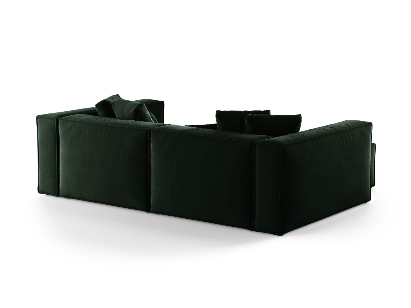 Elegantes 3-Sitzer Ecksofa links Aveiro in sattem Flaschengrün, ideal für stilvolle Wohnräume und entspannte Stunden.