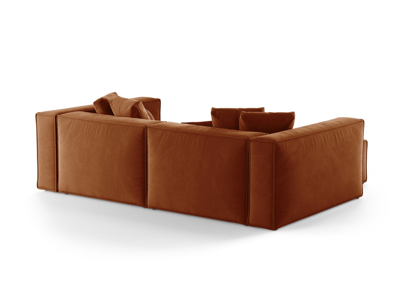 Elegantes 3-Sitzer Ecksofa links Aveiro in warmem Terracotta, ideal für stilvolle Wohnräume und entspannte Stunden von Cosmopolitan Design.