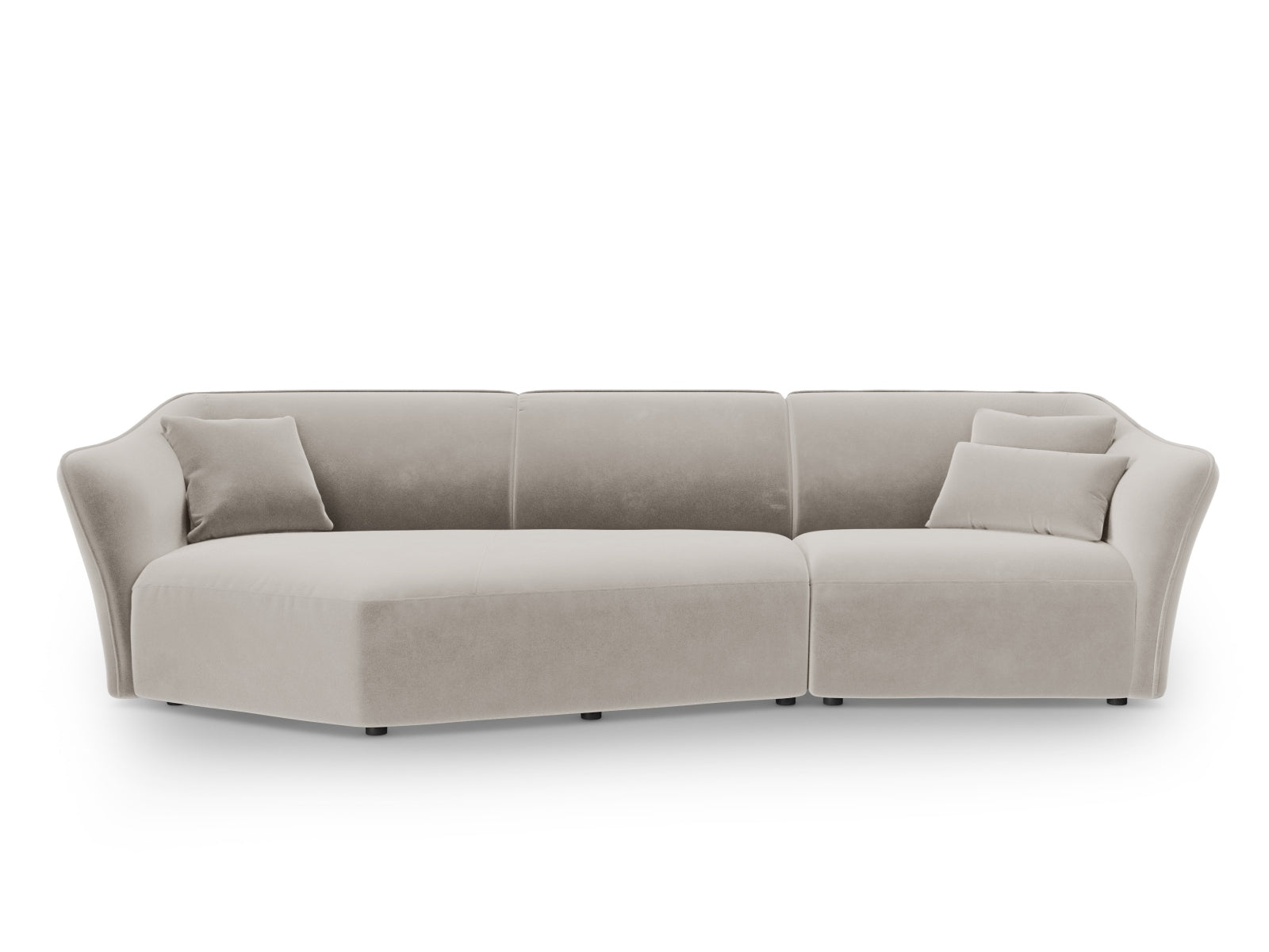Tokyo Velour Modular Ecksofa links 5 Sitzer in Light Beige präsentiert im Onlineshop von KAQTU Design AG. Ecksofa links ist von Cosmopolitan Design