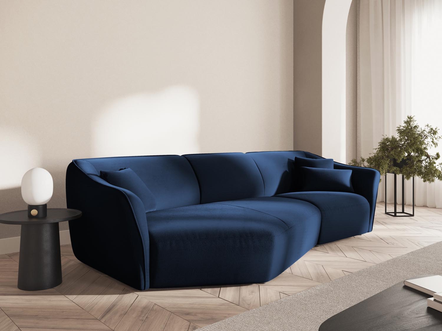 Tokyo Velour Modular Ecksofa links 5 Sitzer in Royal Blue präsentiert im Onlineshop von KAQTU Design AG. Ecksofa links ist von Cosmopolitan Design
