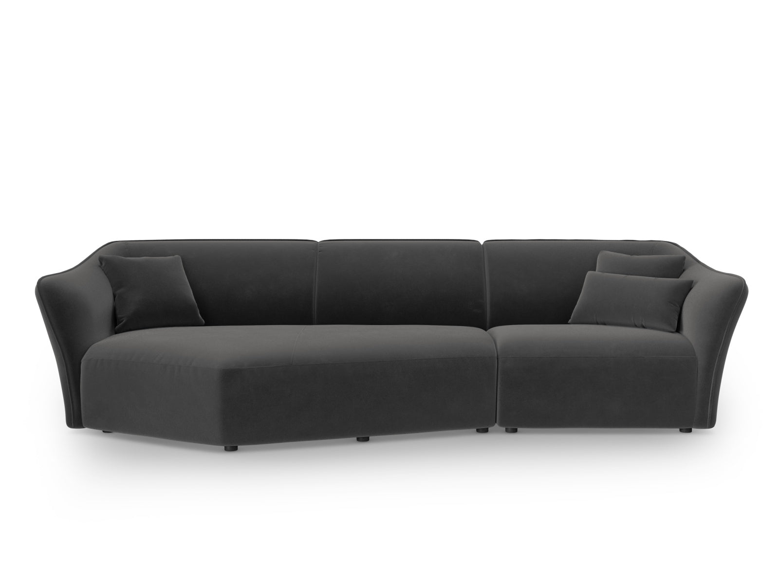 Tokyo Velour Modular Ecksofa links 5 Sitzer in Dark Grey präsentiert im Onlineshop von KAQTU Design AG. Ecksofa links ist von Cosmopolitan Design