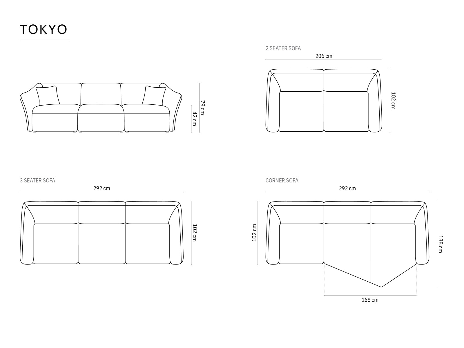 Tokyo Velour Modular Ecksofa links 5 Sitzer in Black präsentiert im Onlineshop von KAQTU Design AG. Ecksofa links ist von Cosmopolitan Design