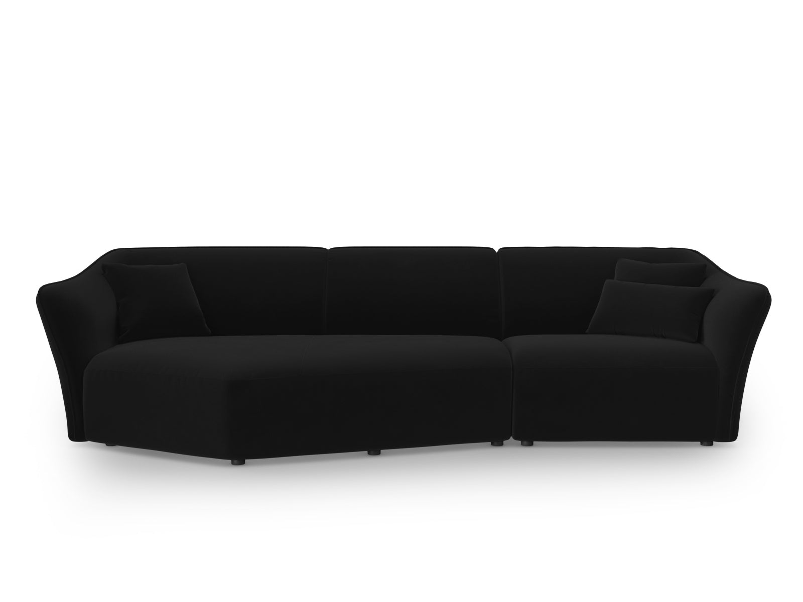 Tokyo Velour Modular Ecksofa links 5 Sitzer in Black präsentiert im Onlineshop von KAQTU Design AG. Ecksofa links ist von Cosmopolitan Design
