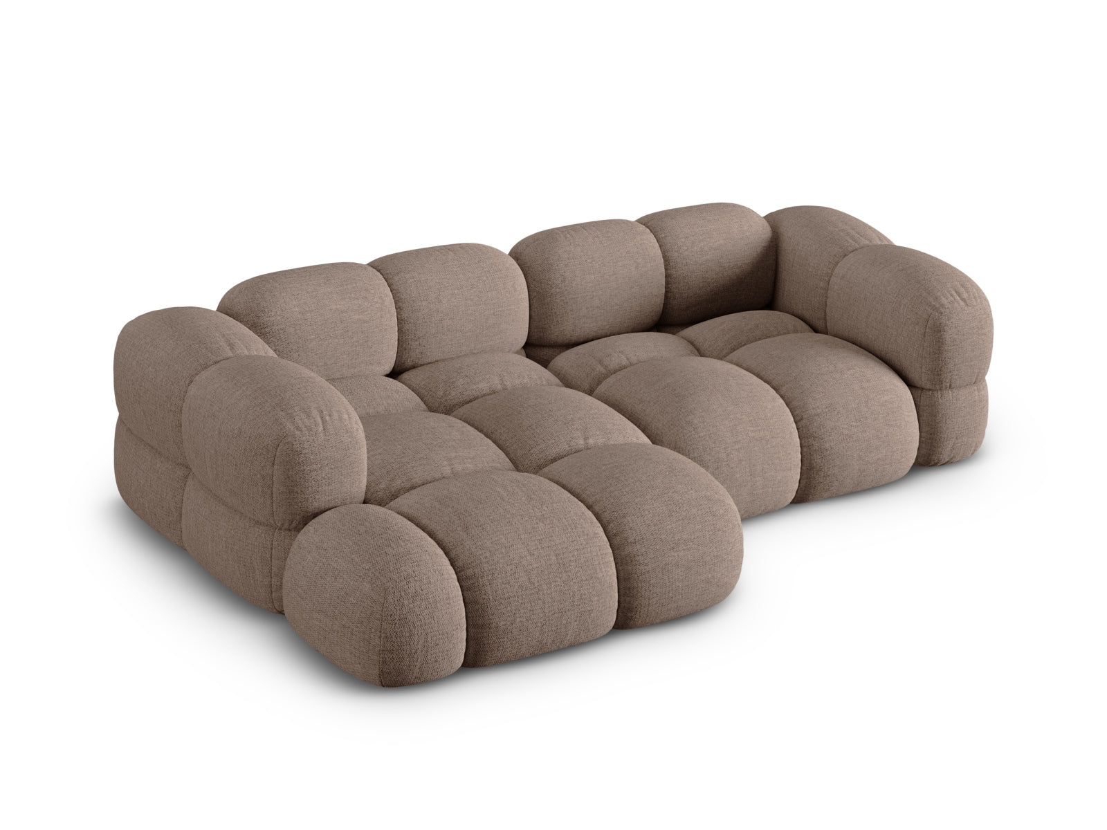 Elegantes Loretto Ecksofa links, 3-Sitzer, 147 cm, in stilvollem Cappuccino-Sorella, ideal für gemütliche Wohnräume.