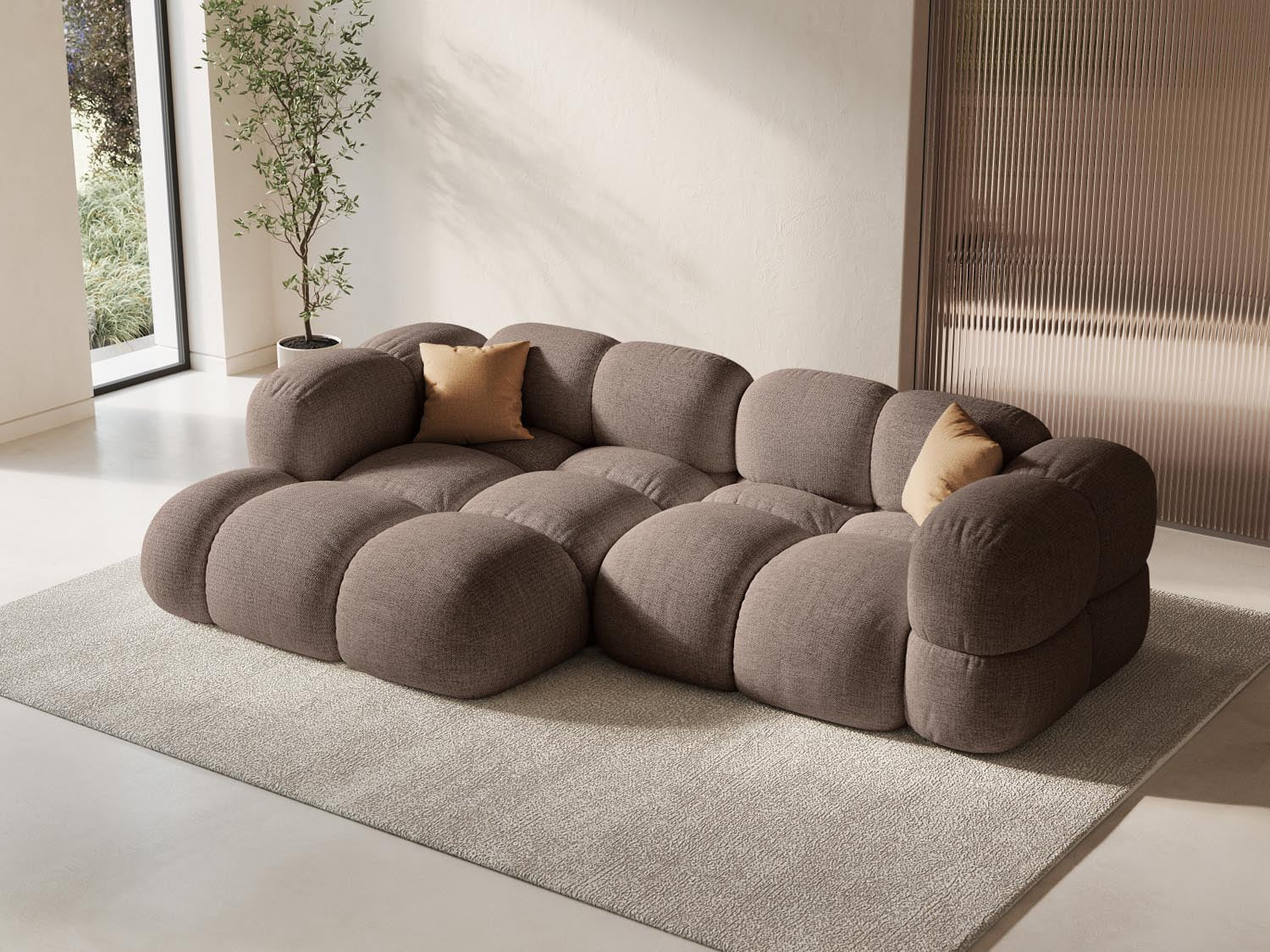 Elegantes Loretto Ecksofa links, 3-Sitzer, 147 cm, in stilvollem Cappuccino-Sorella, ideal für moderne Wohnräume.