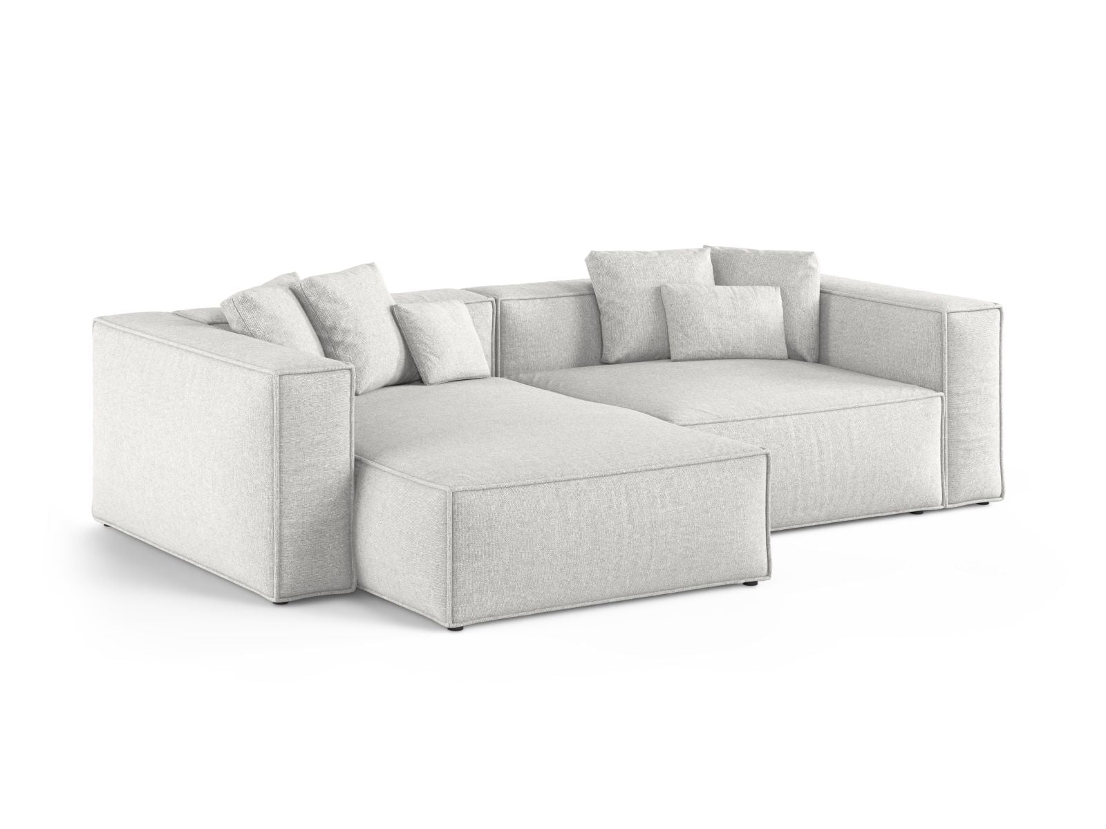 Elegantes 3-Sitzer Ecksofa links Aveiro in stilvollem Silver-Eden, ideal für moderne Wohnräume und gemütliche Abende.