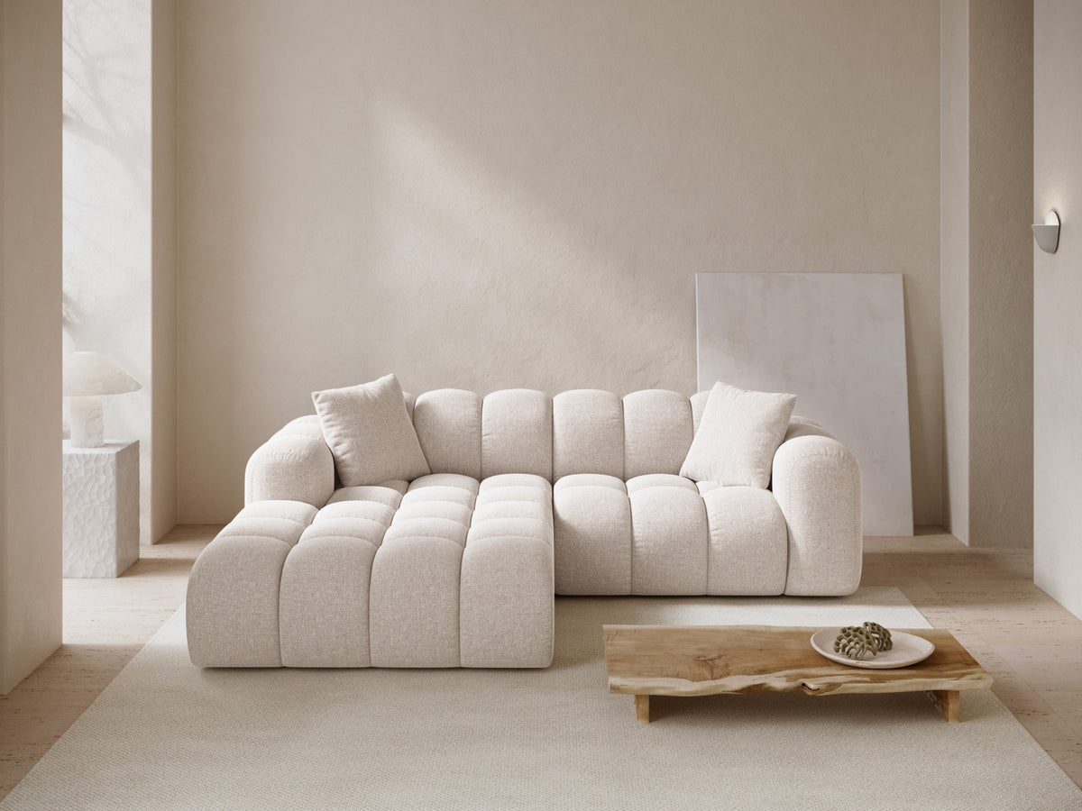 Ecksofa links Treno von Cosmopolitan Design mit Stoffbezug und schwarzen Beinen