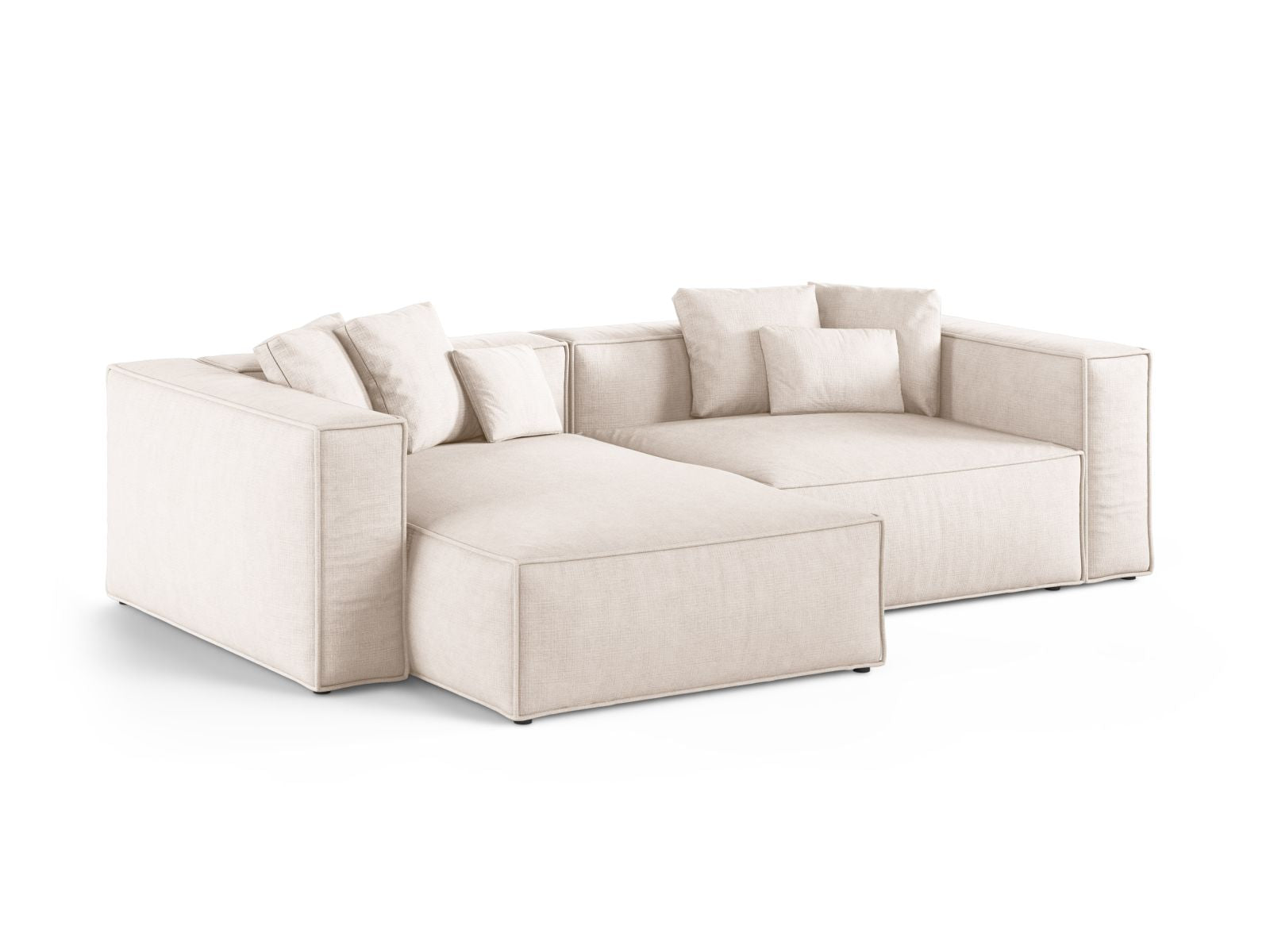 Beige 3-Sitzer Ecksofa Aveiro von Cosmopolitan Design, stilvolles und modernes Möbelstück für Ihr Wohnzimmer.