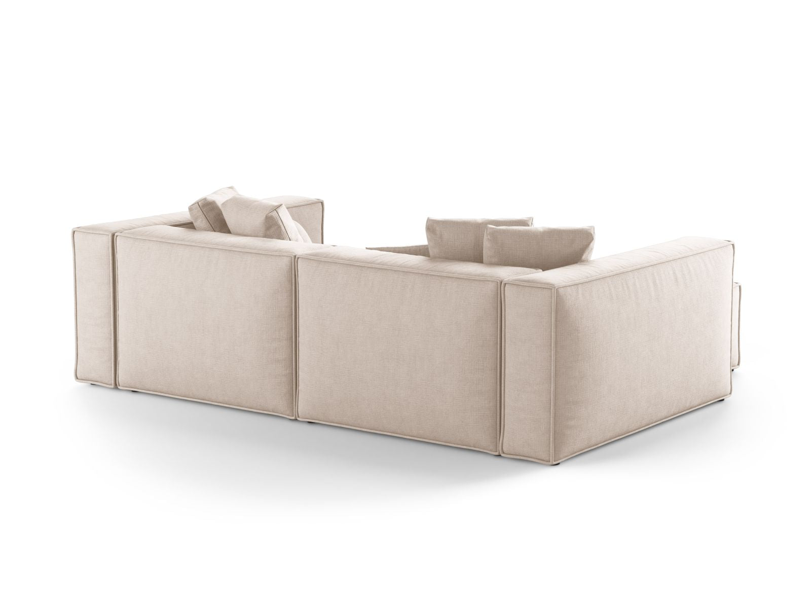 Beige 3-Sitzer Ecksofa Aveiro von Cosmopolitan Design, ideal für gemütliche Wohnzimmer mit modernem Flair und hohem Sitzkomfort.