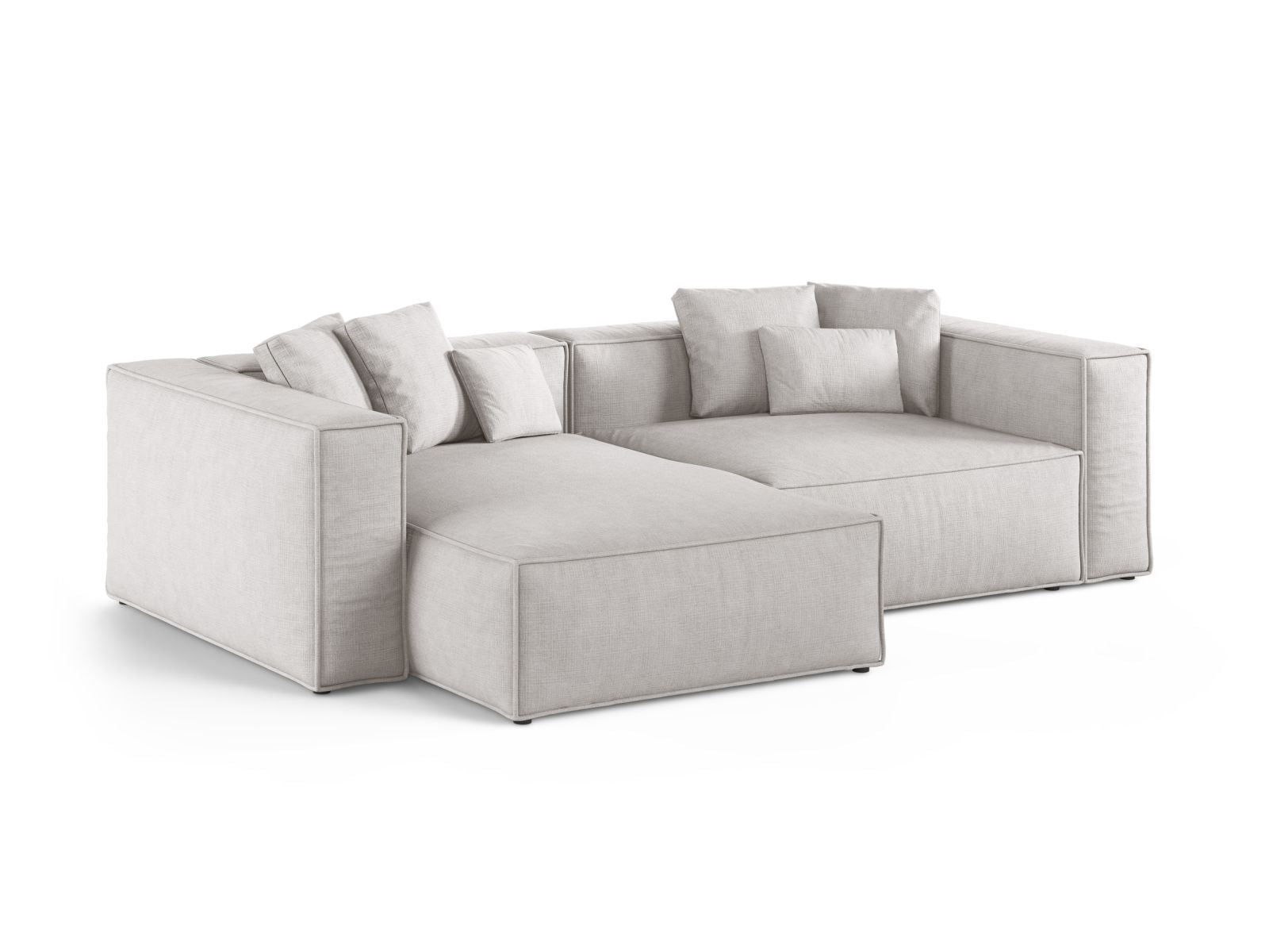 Stylisches 3-Sitzer Ecksofa links Aveiro in hellem Grau, ideal für moderne Wohnräume, präsentiert von Cosmopolitan Design.