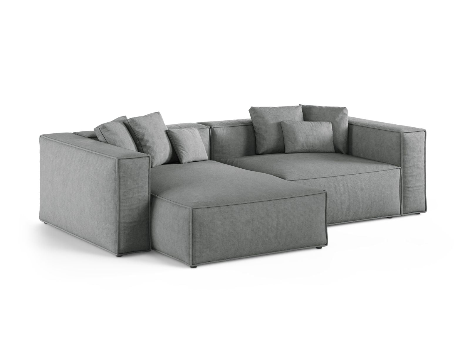 Stylisches 3-Sitzer Ecksofa links Aveiro in elegantem Grau, ideal für moderne Wohnräume, präsentiert von Cosmopolitan Design.