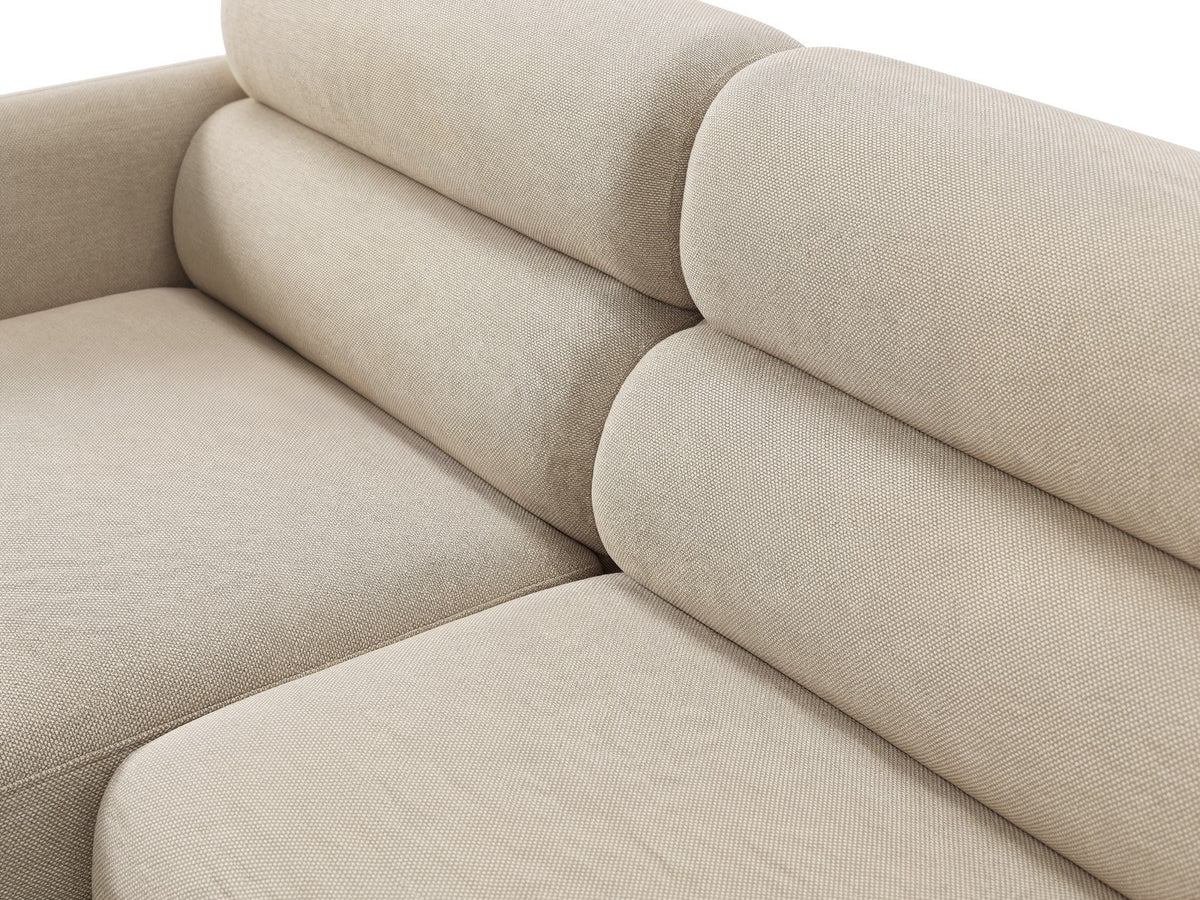 Ecksofa Malmo mit Chenille-Bezug, Récamiere und flachen schwarzen Kunststoffbeinen