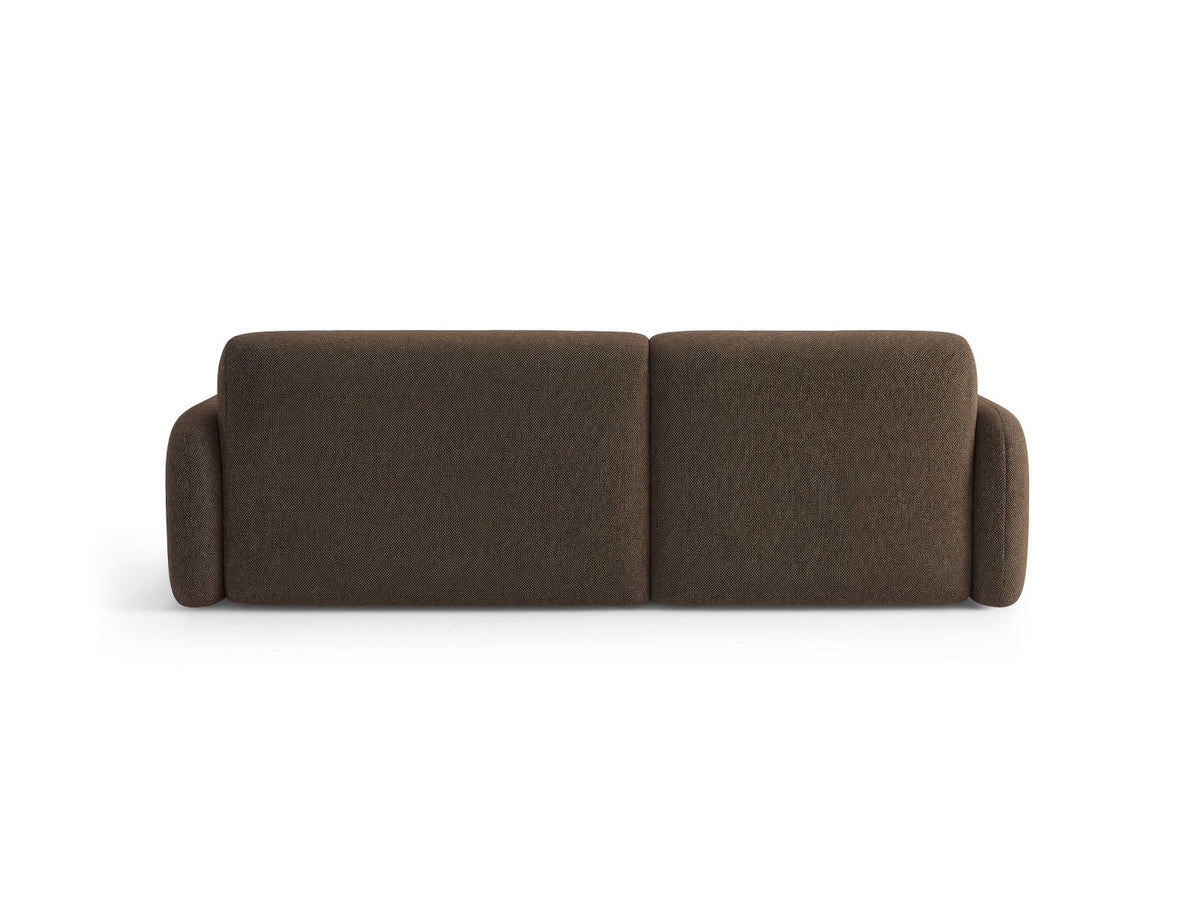Ecksofa Malmo mit Chenille-Bezug, Récamiere und flachen schwarzen Kunststoffbeinen