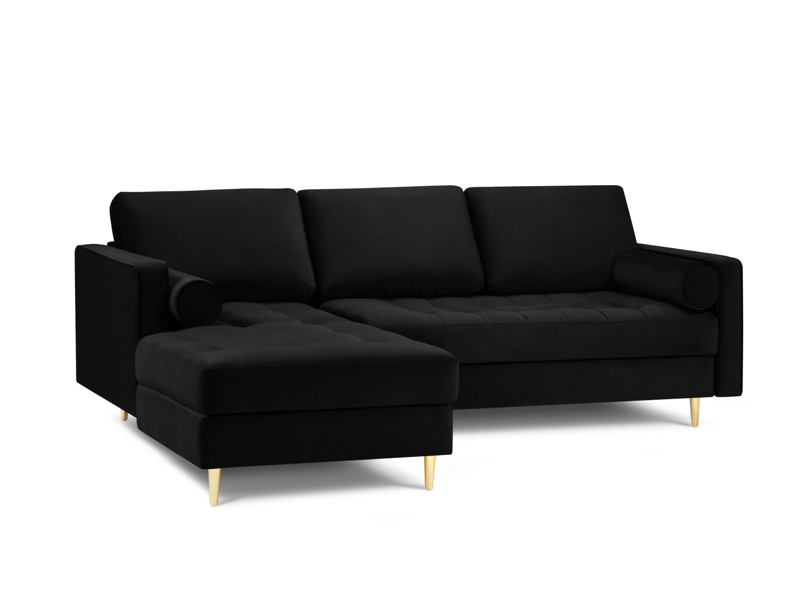 Stylisches 4-Sitzer Ecksofa links Aspen in zeitlosem Schwarz, perfekt für stilvolle und einladende Wohnambiente von Cosmopolitan Design.