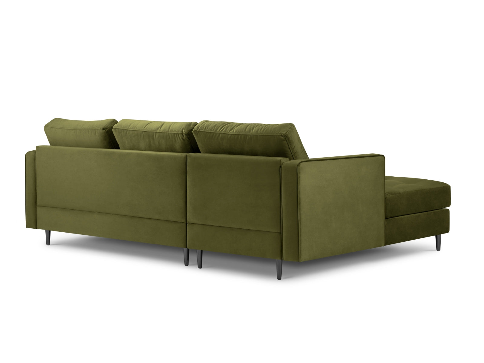 Modernes 4-Sitzer Ecksofa links Aspen in ansprechendem Grünton, perfekt für stilvolle Wohnräume und entspannte Stunden.