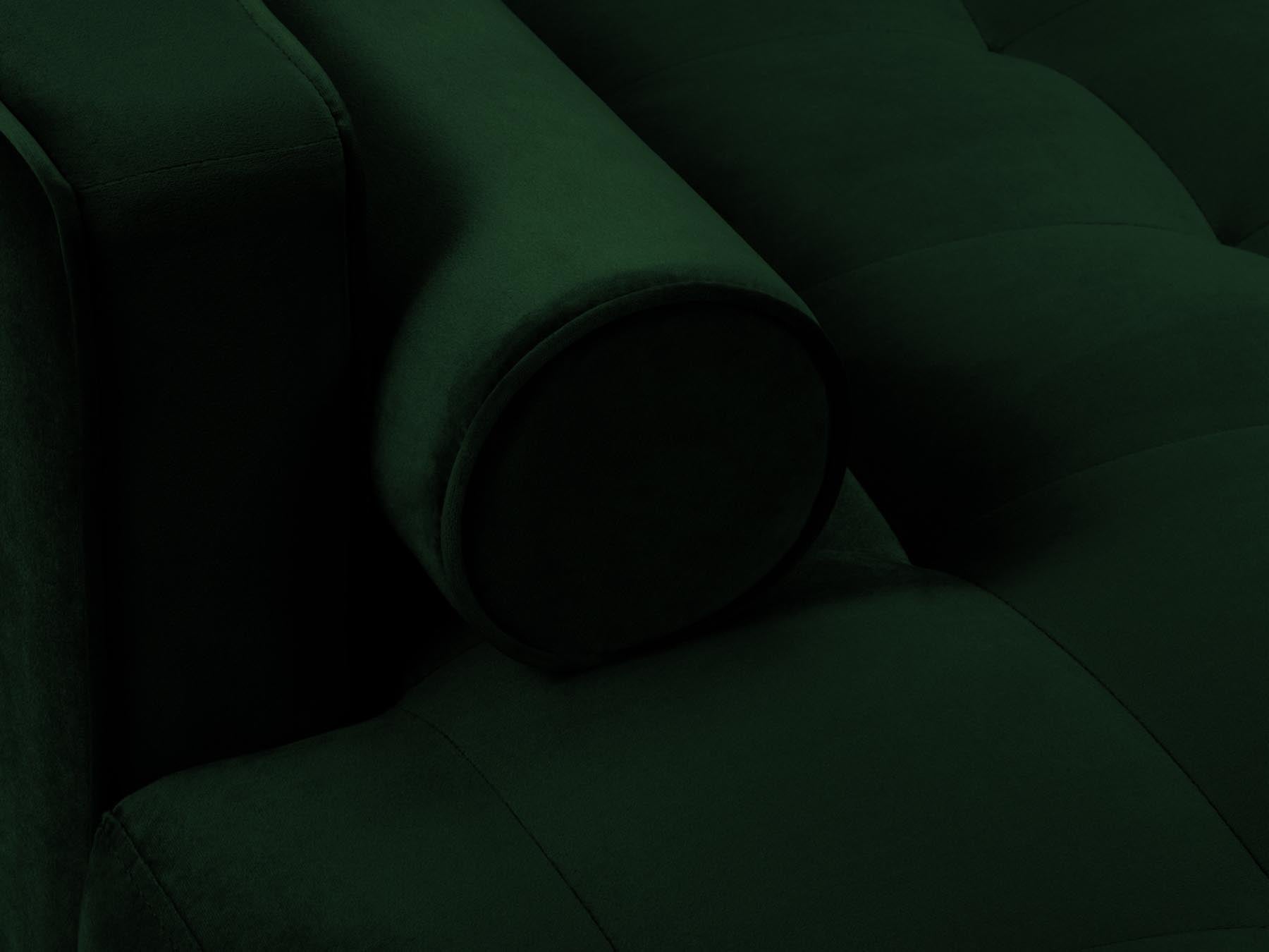 Modernes 4-Sitzer Ecksofa links Aspen in luxuriösem Flaschengrün, perfekt für gemütliche Abende und stilvolle Einrichtungsideen.