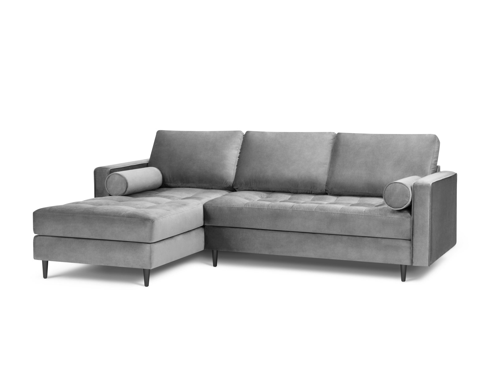Elegantes 4-Sitzer Ecksofa links Aspen in stilvollem Grau, ideal für moderne Wohnräume, präsentiert von Cosmopolitan Design.