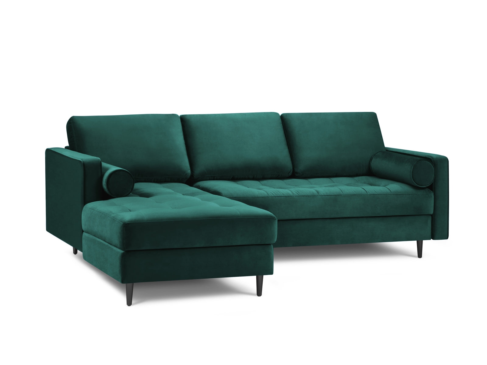 Modernes 4-Sitzer Ecksofa links Aspen in ansprechendem Petrol, perfekt für stilvolle und einladende Wohnbereiche von Cosmopolitan Design.