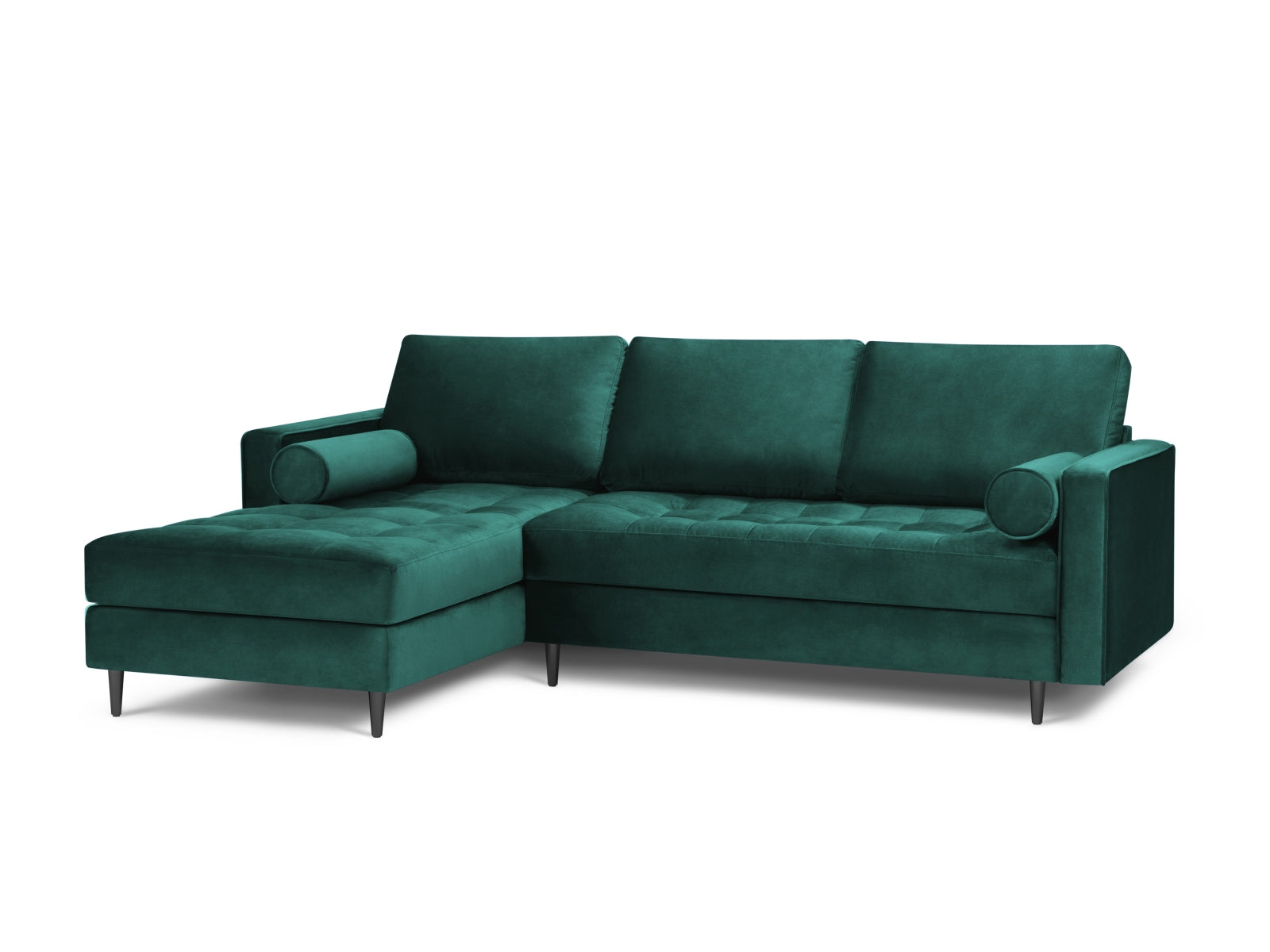 Elegantes 4-Sitzer Ecksofa links Aspen in trendigem Petrol, ideal für gemütliche und moderne Wohnräume von Cosmopolitan Design.