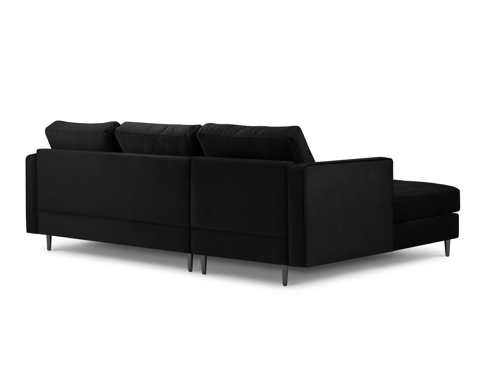 Modernes 4-Sitzer Ecksofa links Aspen in zeitlosem Schwarz, perfekt für stilvolle Wohnzimmer, angeboten von Cosmopolitan Design.