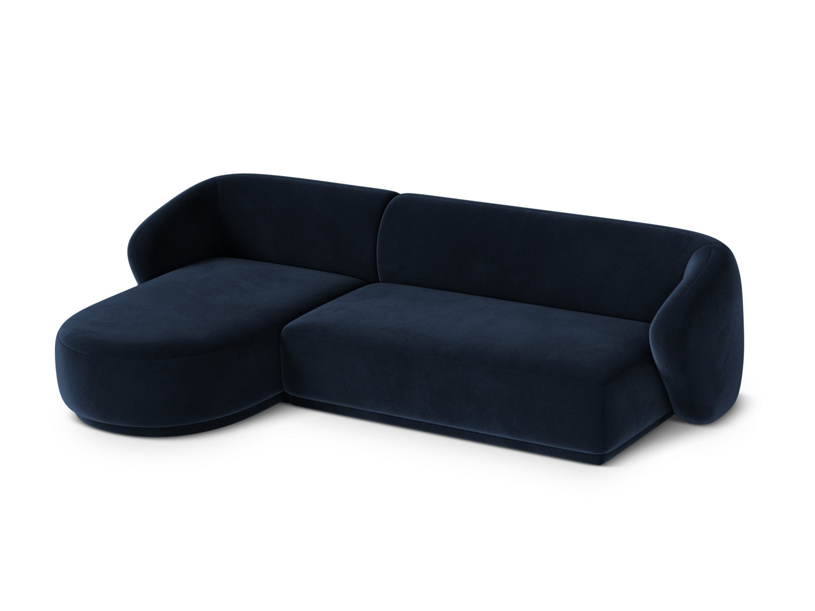 Elegantes 4-Sitzer Ecksofa links Gomera in Royal Blue, ideal für moderne Wohnzimmer, vereint Komfort und zeitgemäßes Design von Cosmopolitan Design.