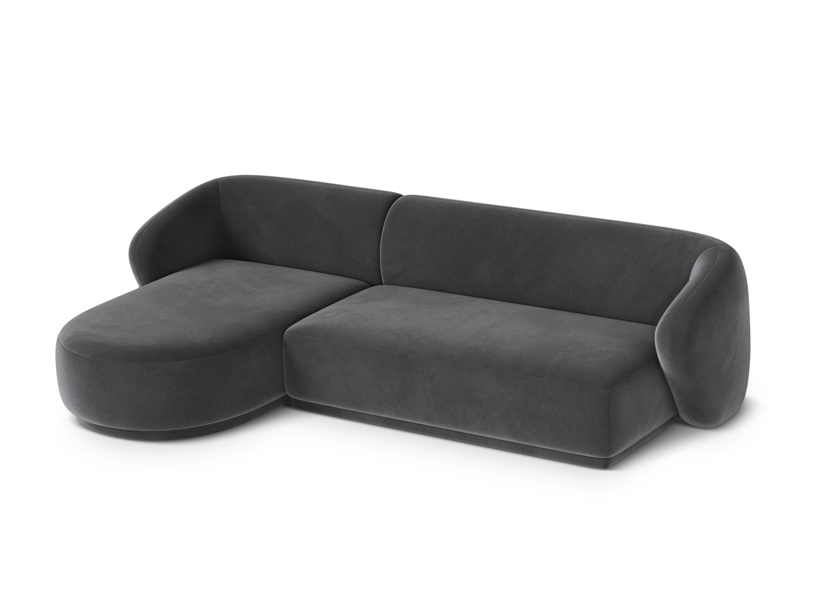 Modernes 4-Sitzer Ecksofa links Gomera in edlem Dunkelgrau, ideal für gemütliche und stilvolle Wohnräume von Cosmopolitan Design.