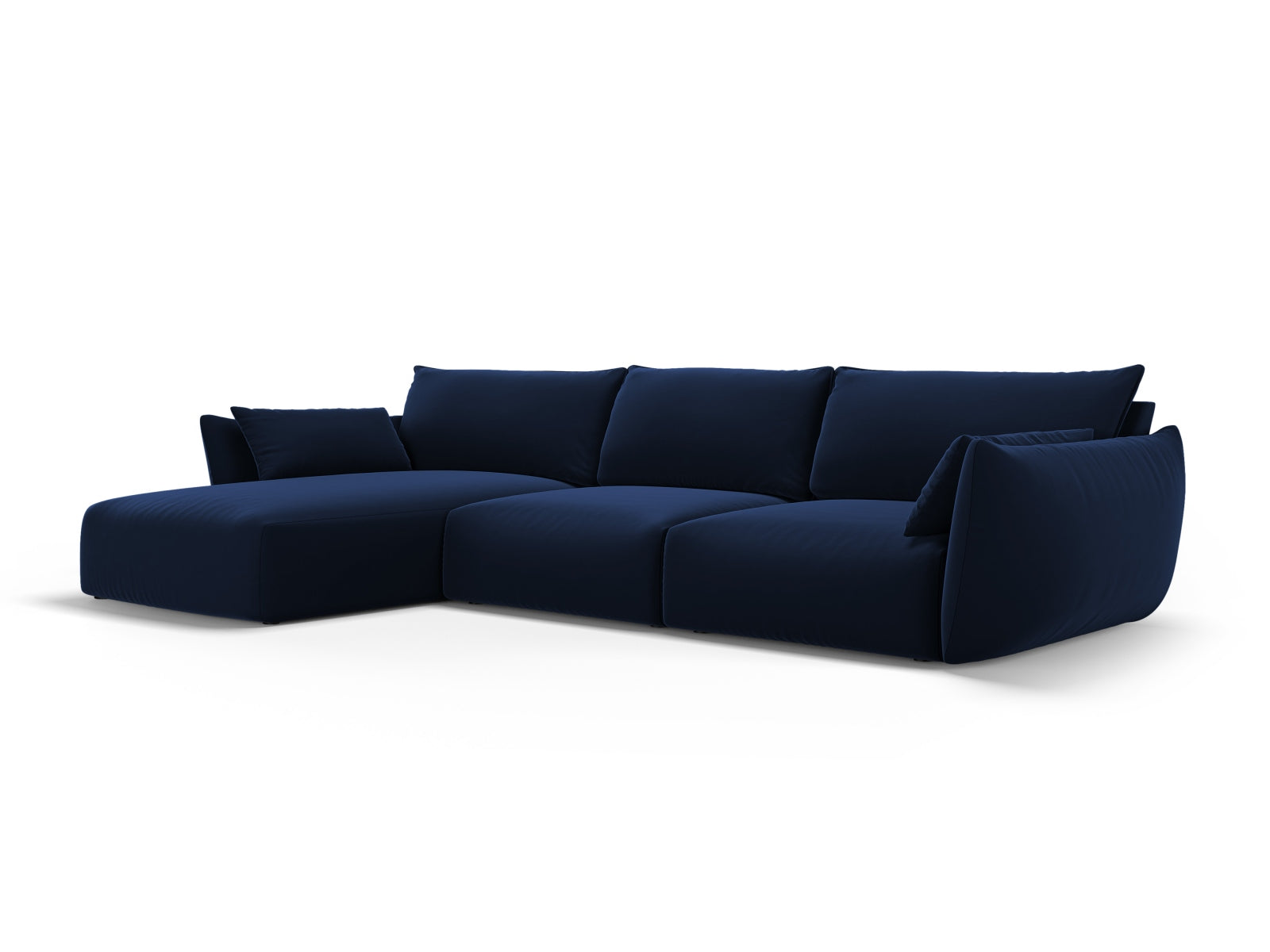 Elegantes 4-Sitzer Ecksofa links Matera in Royal Blue, stilvoll und modern, ideal für Ihr Wohnzimmer von Cosmopolitan Design.