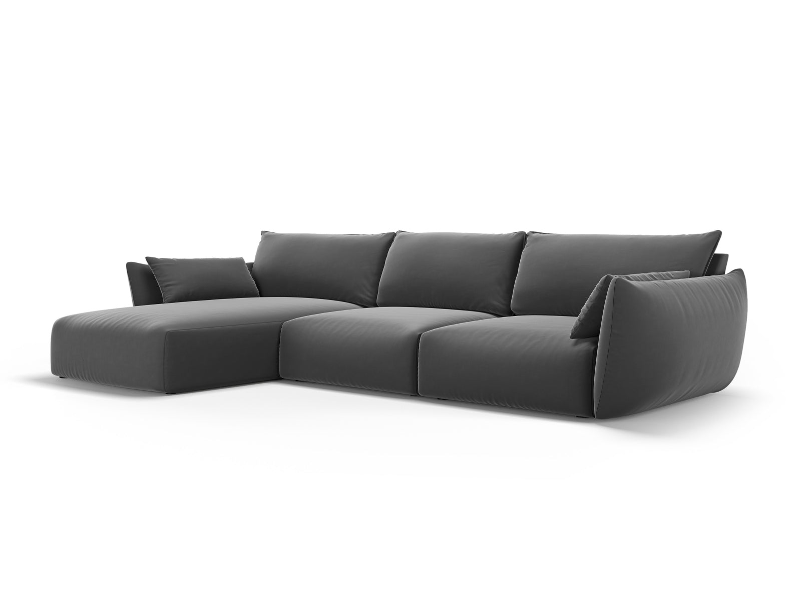 Stylisches 4-Sitzer Ecksofa links Matera in Dunkelgrau, ideal für moderne Wohnräume, präsentiert von Cosmopolitan Design.