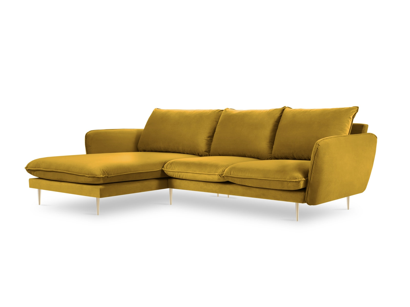 Entdecken Sie das elegante Vienna Velour Ecksofa links 5 Sitzer 170cm von Cosmopolitan Design – der perfekte Komfort für Ihr modernes Wohnzimmer!