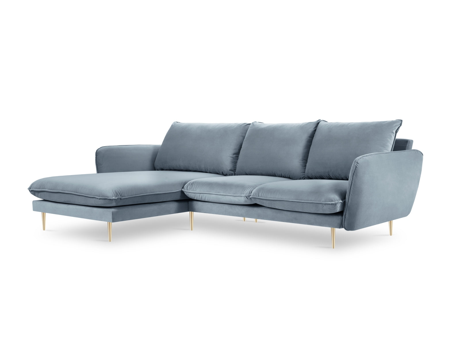 Vienna Velour Ecksofa links 5 Sitzer 170cm in Blue/Gold präsentiert im Onlineshop von KAQTU Design AG. Ecksofa links ist von Cosmopolitan Design