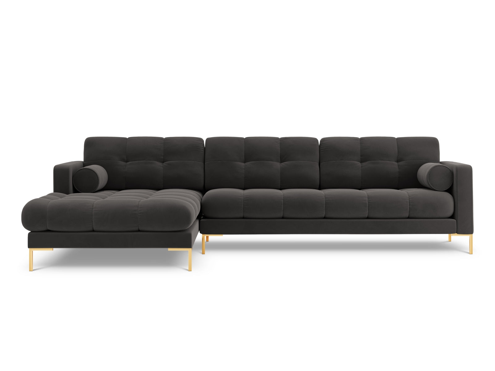 Elegantes 5-Sitzer Ecksofa links Bali in zeitlosem Grau, perfekt für entspannte Stunden und geschmackvolle Wohnräume von Cosmopolitan Design.