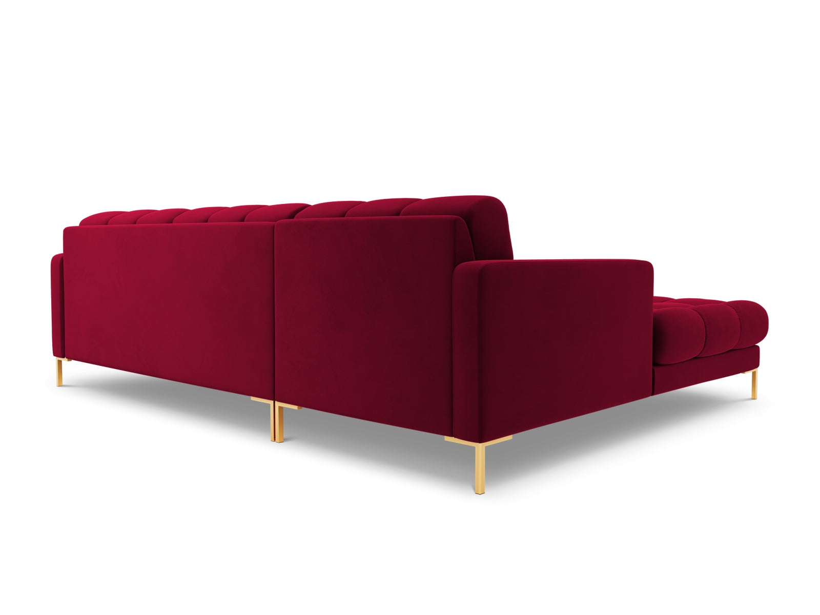 Elegantes 5-Sitzer Ecksofa links Bali in hochwertigem Red-Bluvel, ideal für stilvolle und einladende Wohnräume von Cosmopolitan Design.