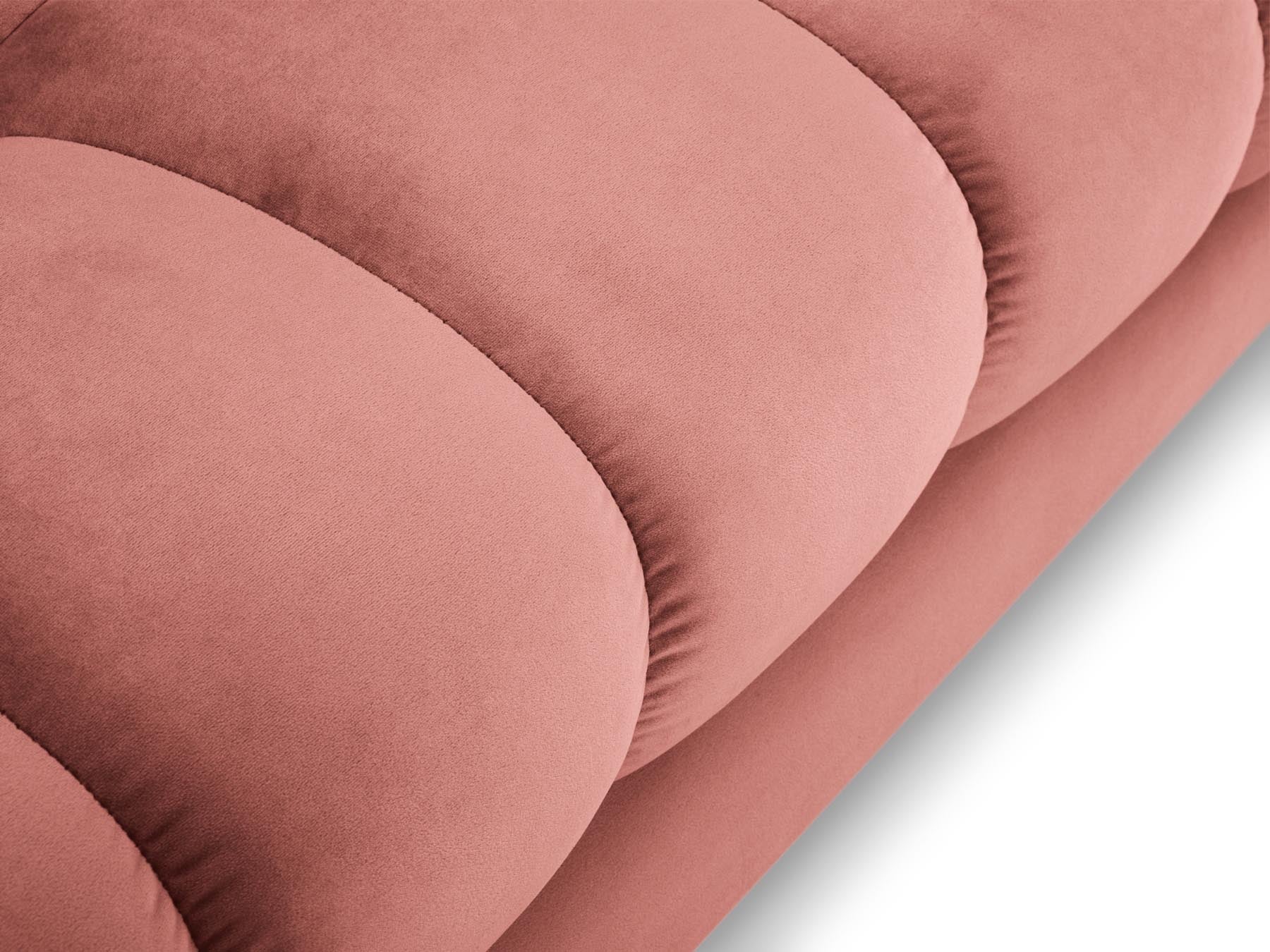 Modernes 5-Sitzer Ecksofa links Bali in strahlendem Pink-Bluvel, perfekt für gemütliche Zusammenkünfte und stilvolle Einrichtung.