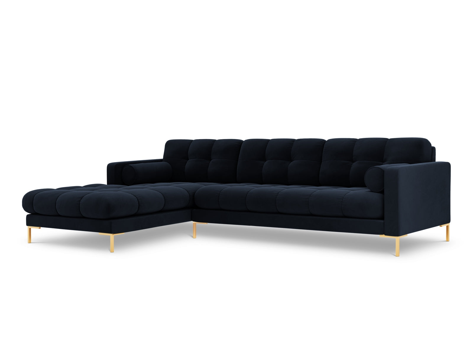 Elegantes 5-Sitzer Ecksofa links Bali in ansprechendem Blau, ideal für stilvolle Wohnräume und entspannte Stunden mit Freunden.
