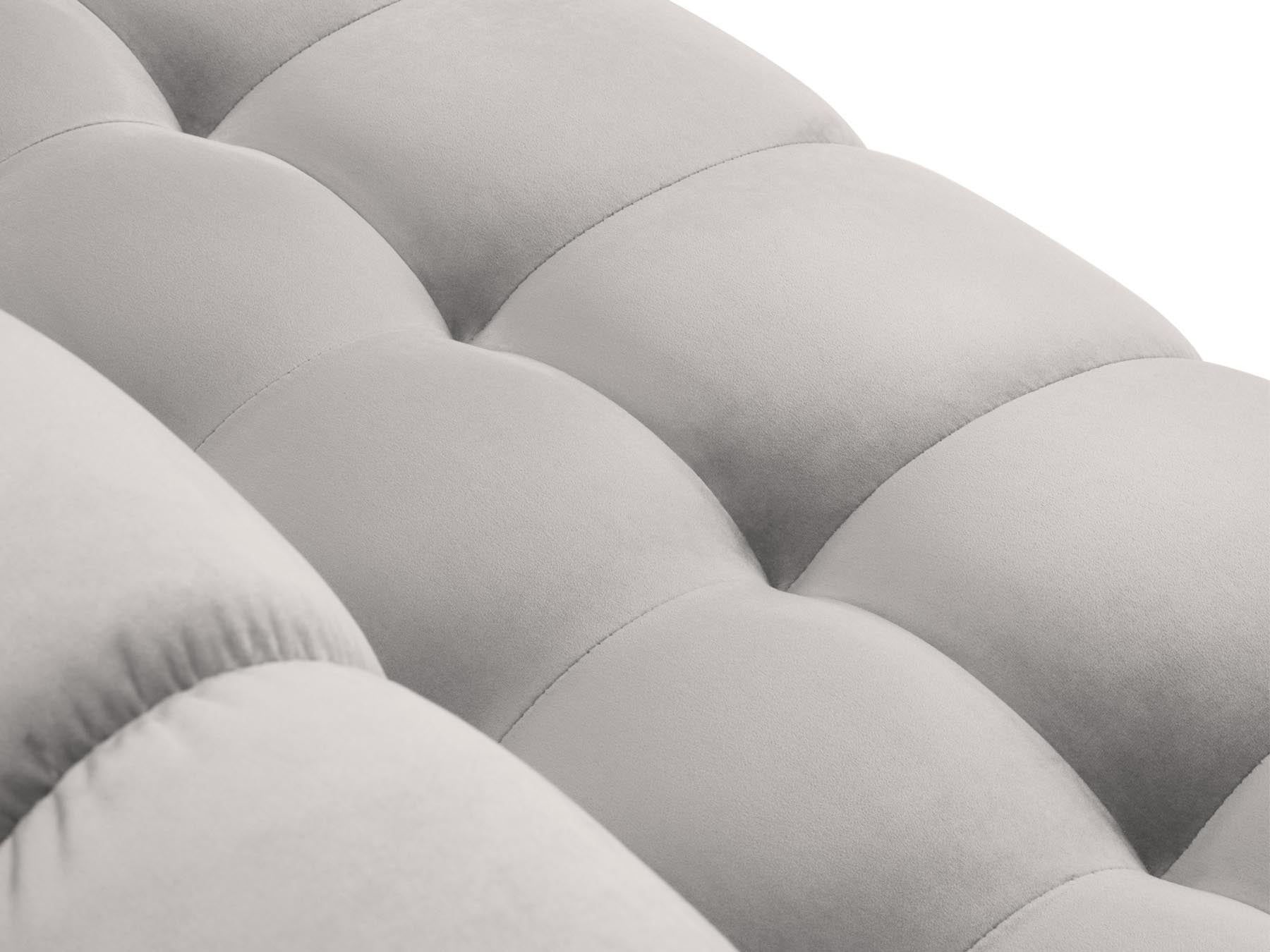 Modernes 5-Sitzer Ecksofa links Bali in edlem Silver-Bluvel, perfekt für entspannte Stunden und geschmackvolle Wohnräume.