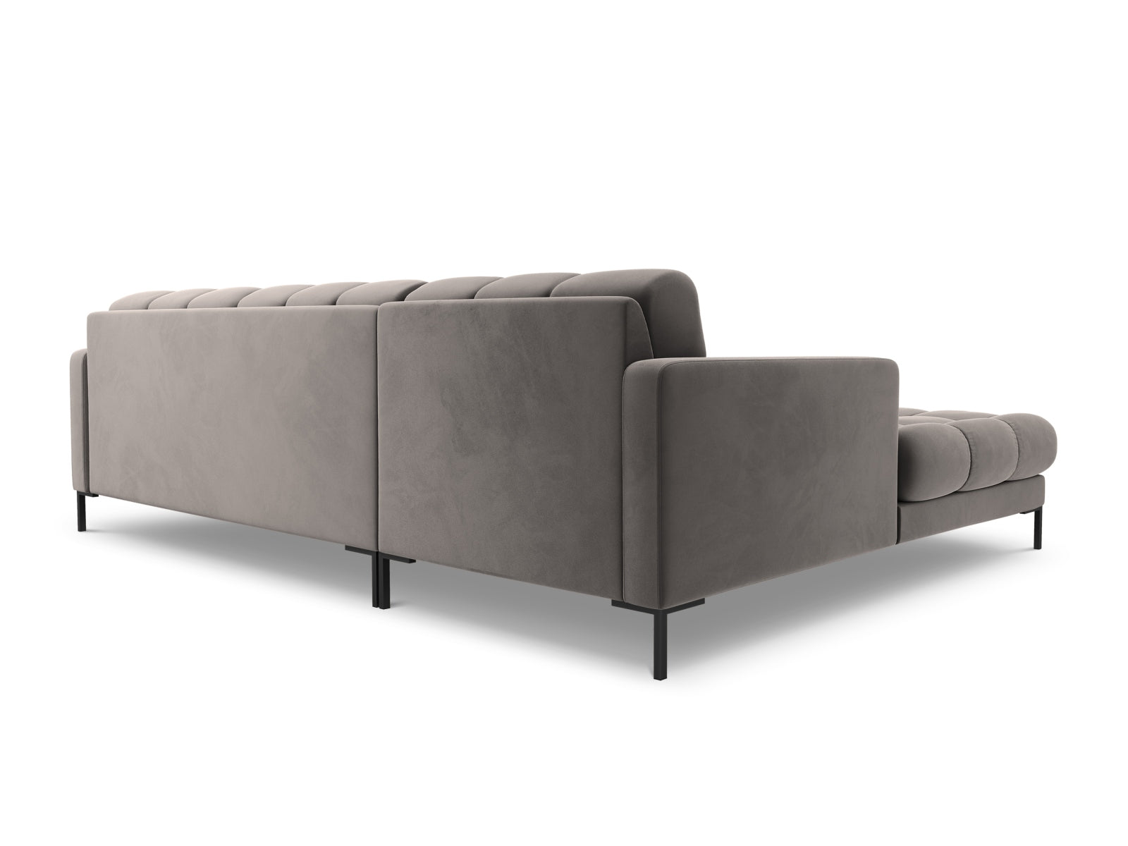 Modernes 5-Sitzer Ecksofa links Bali in sanftem Light Grey-Bluvel, ideal für gemütliche und stilvolle Wohnräume von Cosmopolitan Design.
