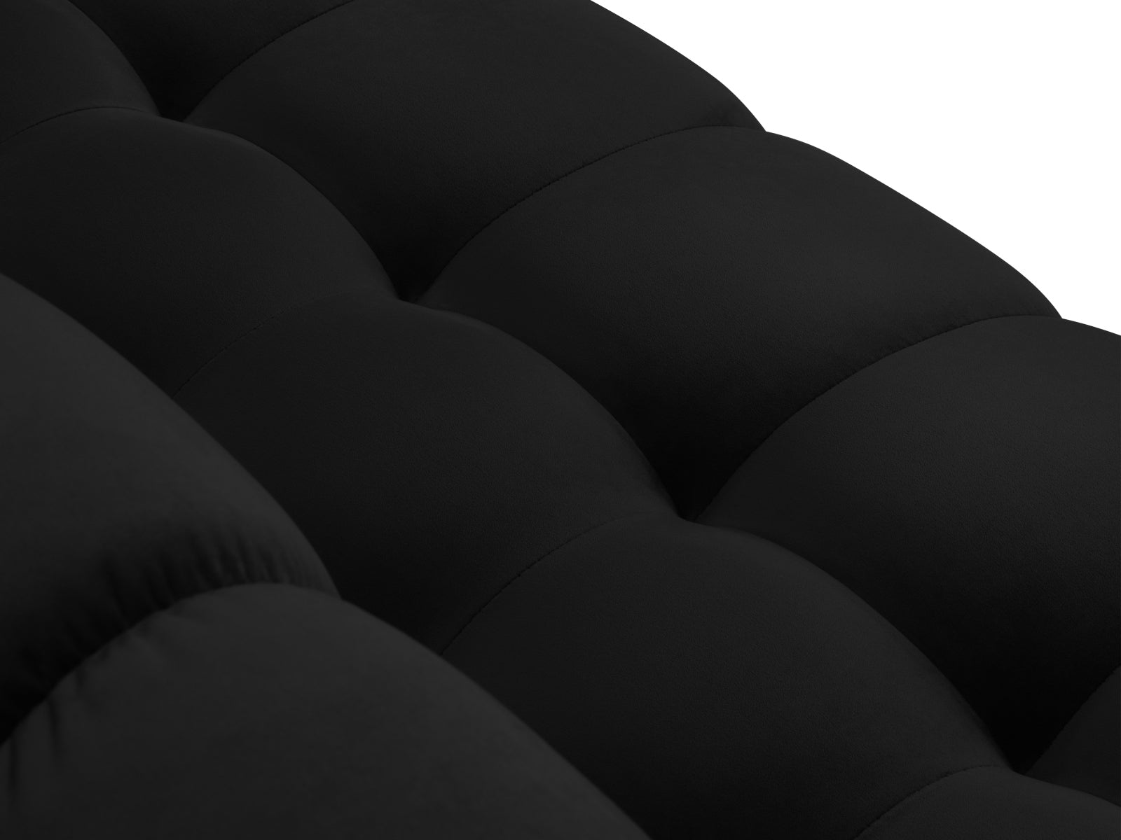 Stylisches 5-Sitzer Ecksofa links Bali in edlem Black-Bluvel, perfekt für gesellige Abende und stilvolle Wohnräume.