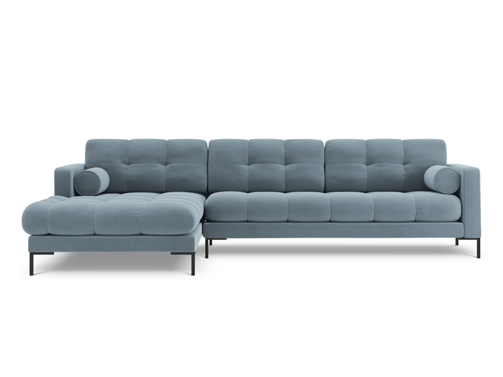 Stylisches 5-Sitzer Ecksofa links Bali in sanftem Hellblau, ideal für moderne Wohnräume, präsentiert von Cosmopolitan Design.