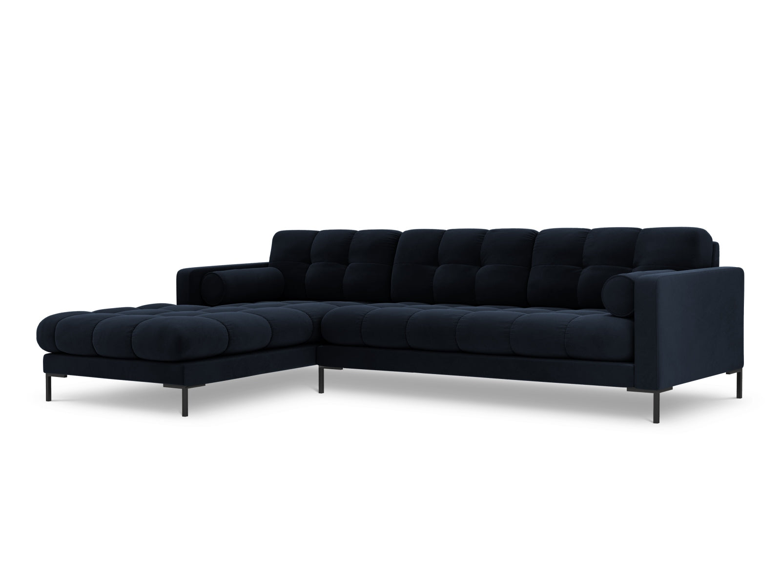 5-Sitzer Ecksofa links Bali in Dark Blue-Bluvel präsentiert im Onlineshop von KAQTU Design AG. Ecksofa links ist von Cosmopolitan Design