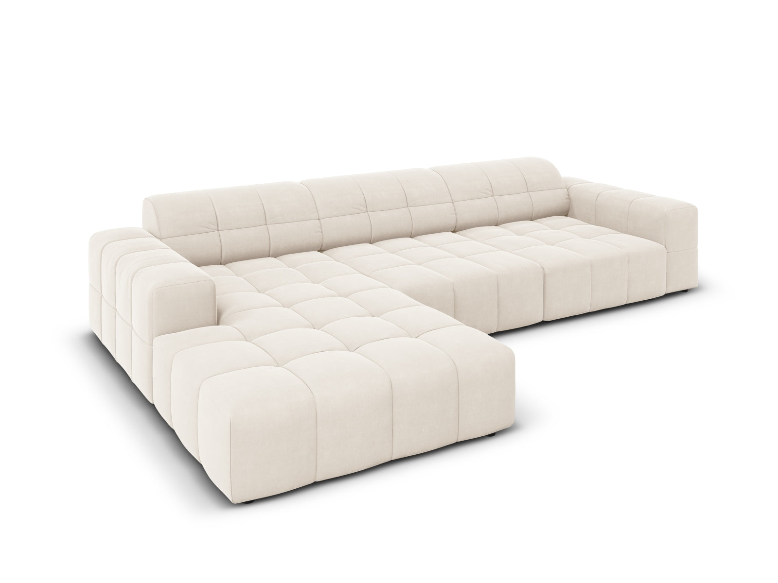 Chicago Velour Ecksofa links 4 Sitzer 166cm in Light Beige präsentiert im Onlineshop von KAQTU Design AG. Ecksofa links ist von Cosmopolitan Design