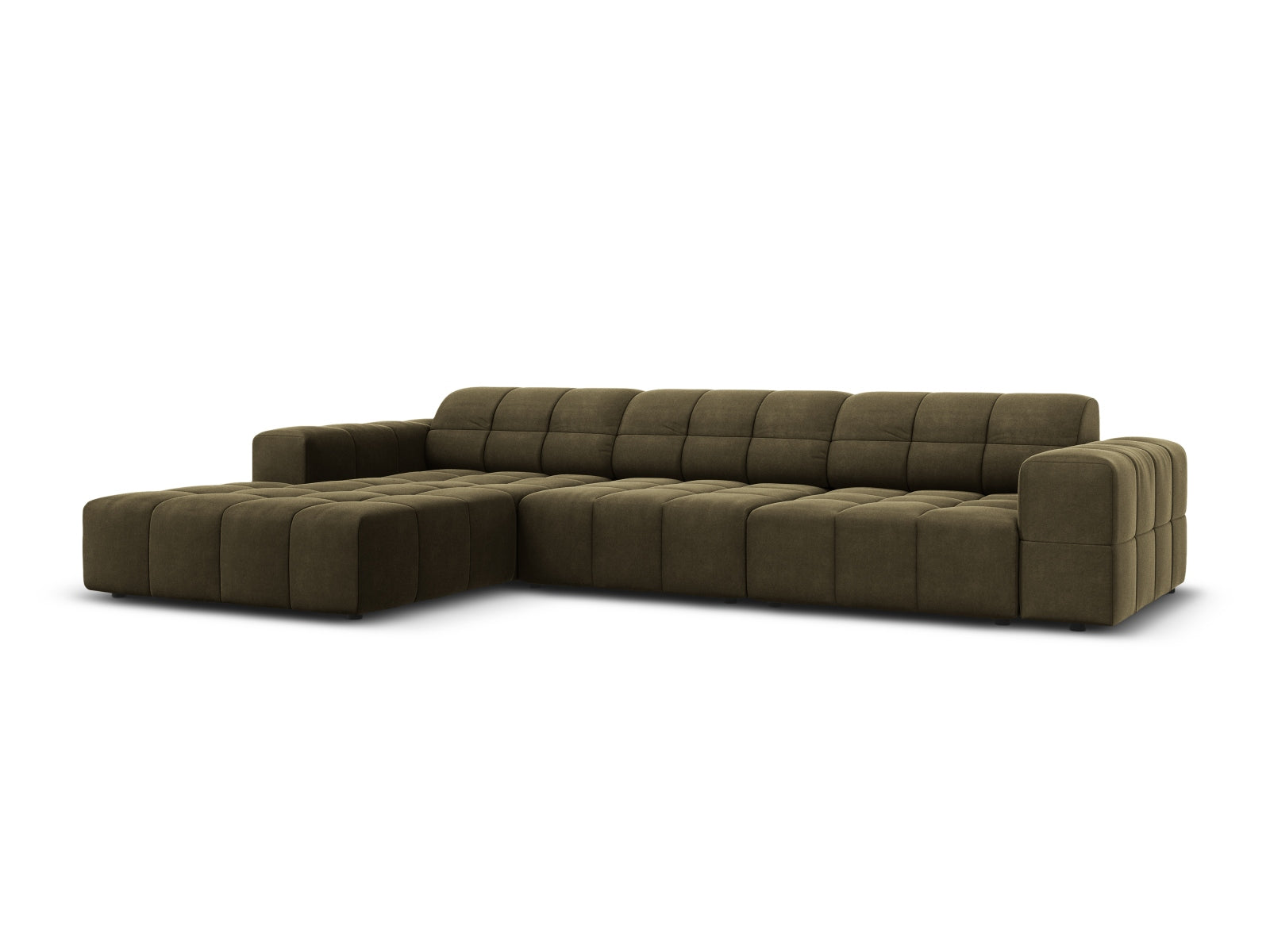 Chicago Velour Ecksofa links 4 Sitzer 166cm in Green präsentiert im Onlineshop von KAQTU Design AG. Ecksofa links ist von Cosmopolitan Design