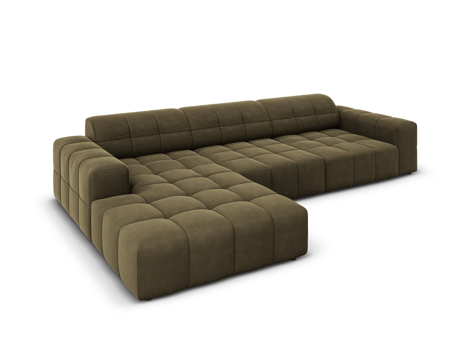 Chicago Velour Ecksofa links 4 Sitzer 166cm in Green präsentiert im Onlineshop von KAQTU Design AG. Ecksofa links ist von Cosmopolitan Design