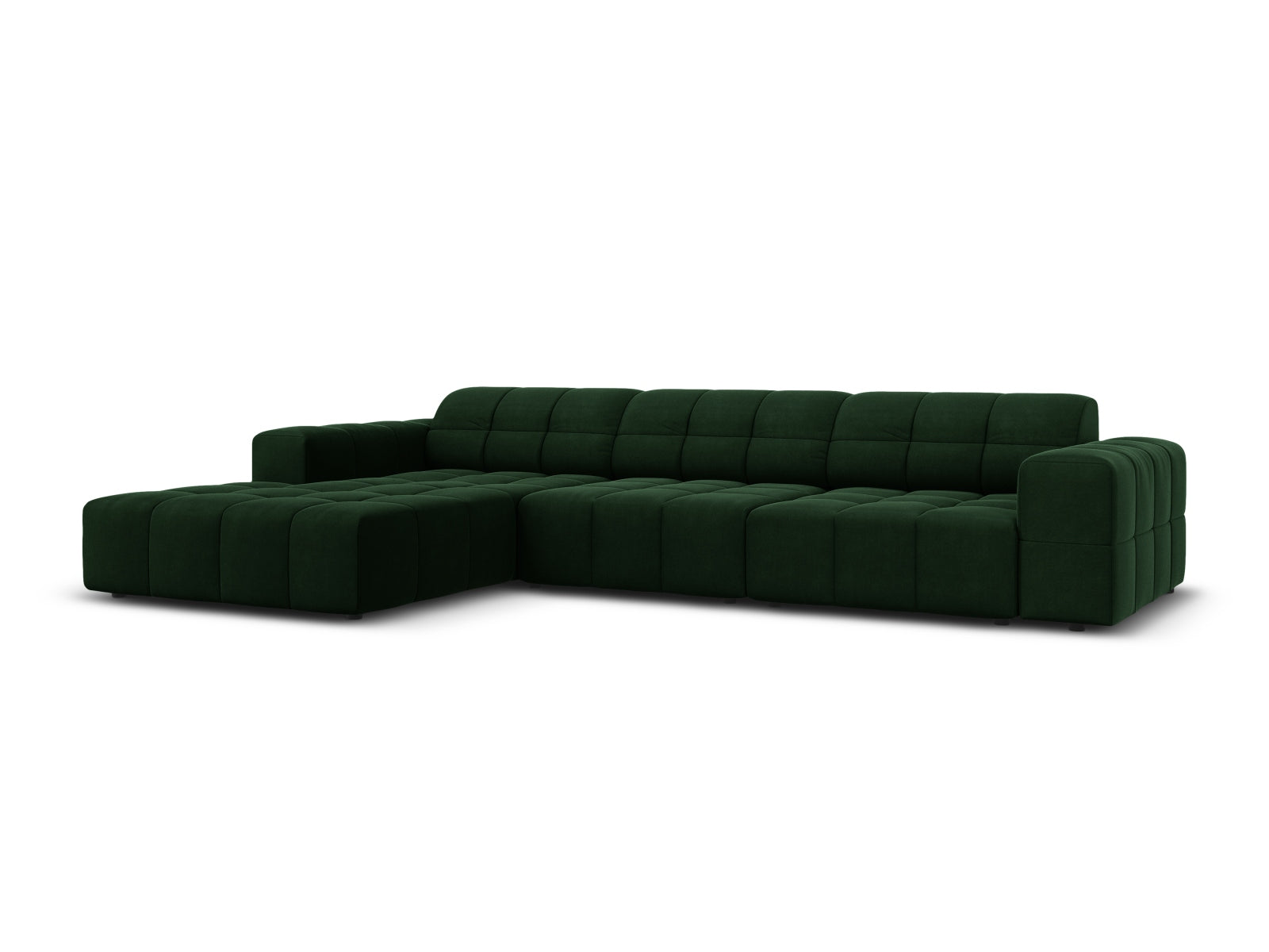 Chicago Velour Ecksofa links 4 Sitzer 166cm in Bottle Green präsentiert im Onlineshop von KAQTU Design AG. Ecksofa links ist von Cosmopolitan Design