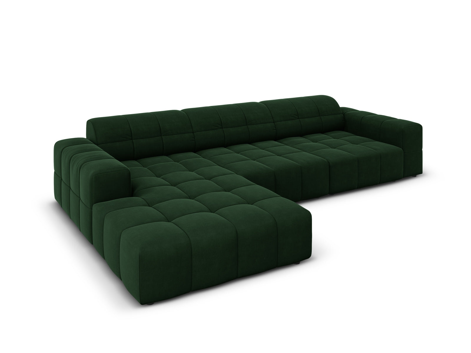 Chicago Velour Ecksofa links 4 Sitzer 166cm in Bottle Green präsentiert im Onlineshop von KAQTU Design AG. Ecksofa links ist von Cosmopolitan Design