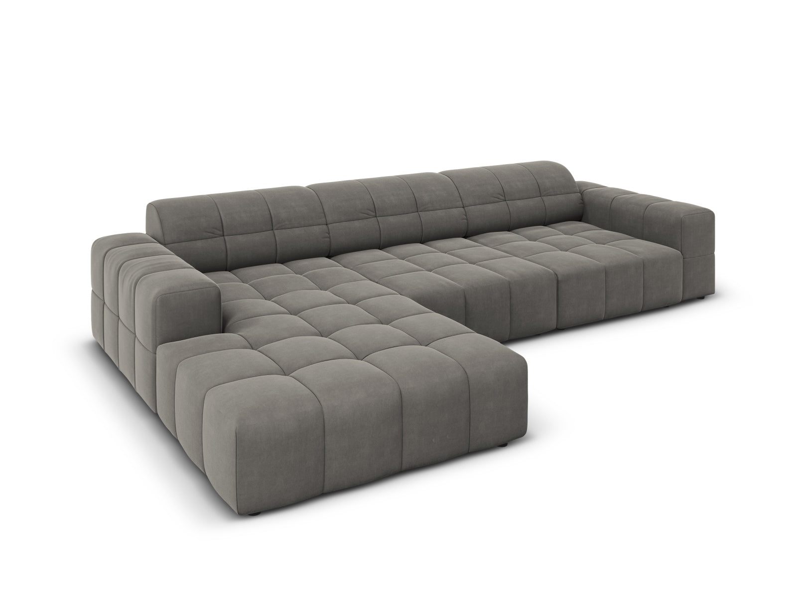Chicago Velour Ecksofa links 4 Sitzer 166cm in Light Grey präsentiert im Onlineshop von KAQTU Design AG. Ecksofa links ist von Cosmopolitan Design