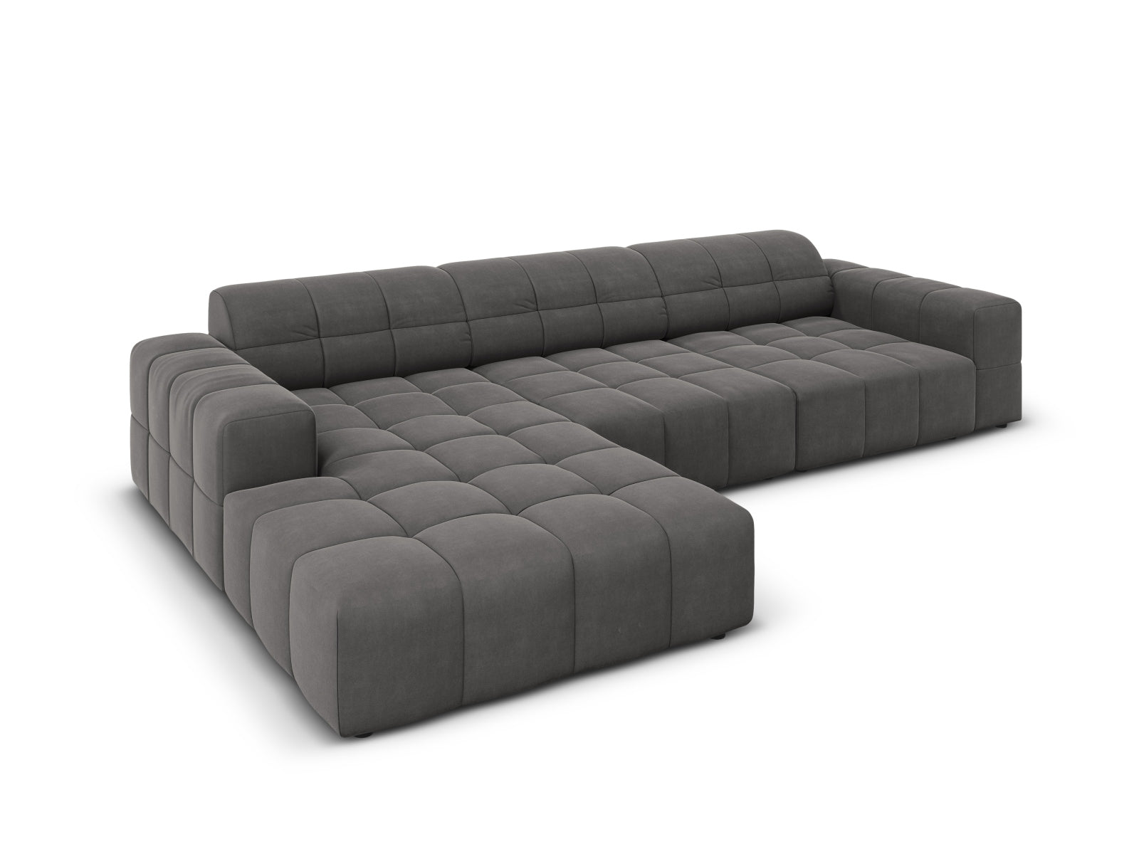 Chicago Velour Ecksofa links 4 Sitzer 166cm in Grey präsentiert im Onlineshop von KAQTU Design AG. Ecksofa links ist von Cosmopolitan Design